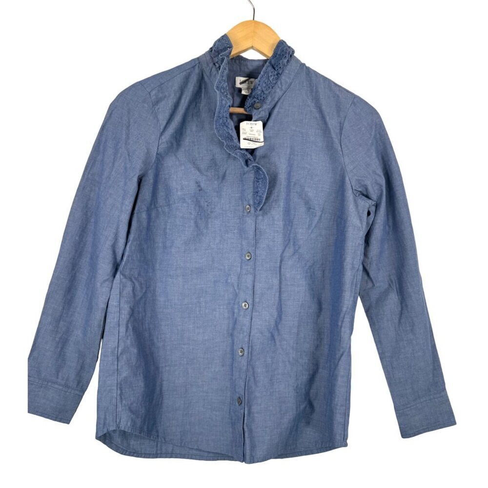 J.Crew Eyelet-trim button-up shirt blue sz XS